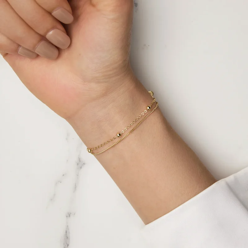 (slika za) Zapestnica z verižico iz zlatih kroglic Pandora - SCB131-B - Ogled 7