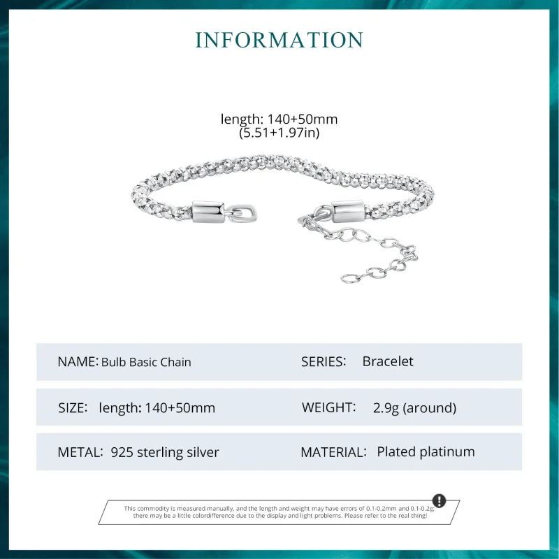 (slika za) Zapestnica z verižico v obliki žarnice Pandora - BSB149 - Ogled 6