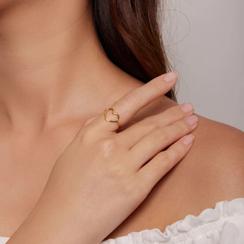 (slika za) Zlat prstan v obliki srca v slogu Pandora - SCR641-B - Ogled 5