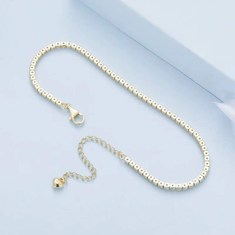 (slika za) Zlata izvrstna verižica iz cirkona v slogu Pandora - BSB097-B - Ogled 7