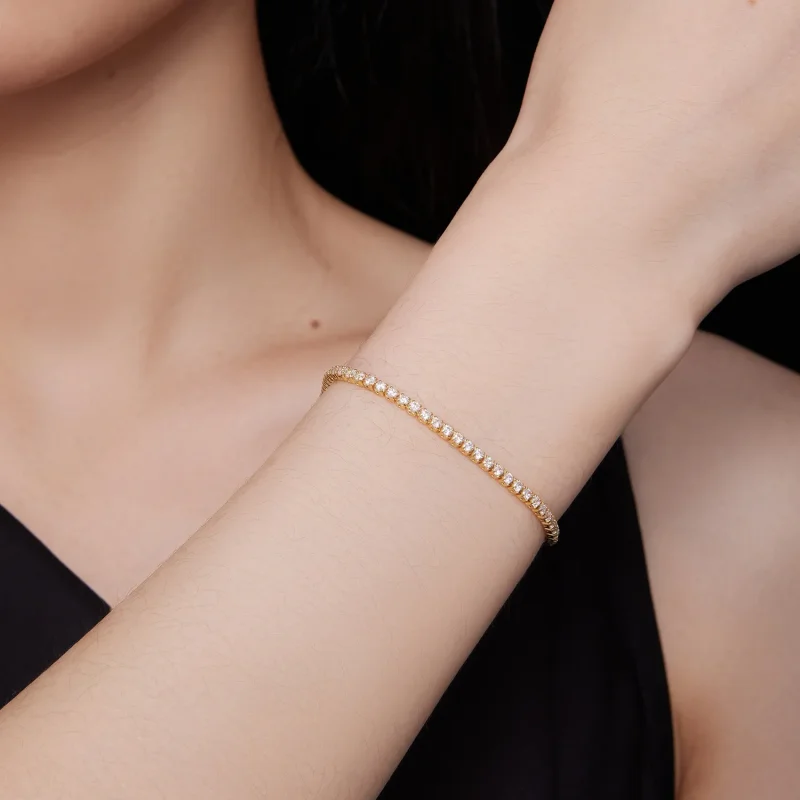 (slika za) Zlata izvrstna verižica iz cirkona v slogu Pandora - BSB097-B - Ogled 8