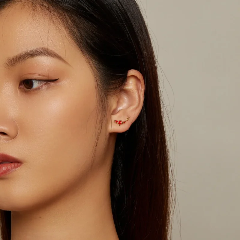 (slika za) Zlati koi-srebrni uhani z zatiči v slogu Pandora - SCE812-B - Ogled 6