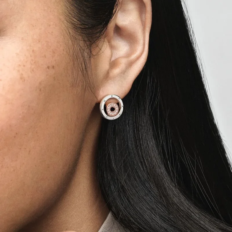 (slika za) Dvobarvni uhani s krogi in krogi s podpisom Pandora - 282314C01 - Ogled 6