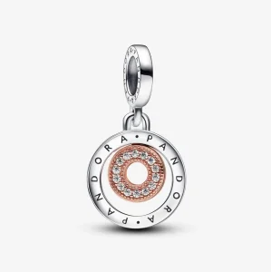 (slika za) Dvobarvni viseči obesek s krogi in logotipom Pandora - 782287C01