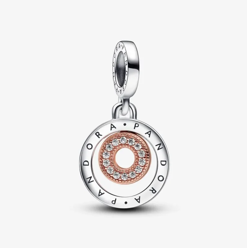 (slika za) Dvobarvni viseči obesek s krogi in logotipom Pandora - 782287C01 - Slika izdelka