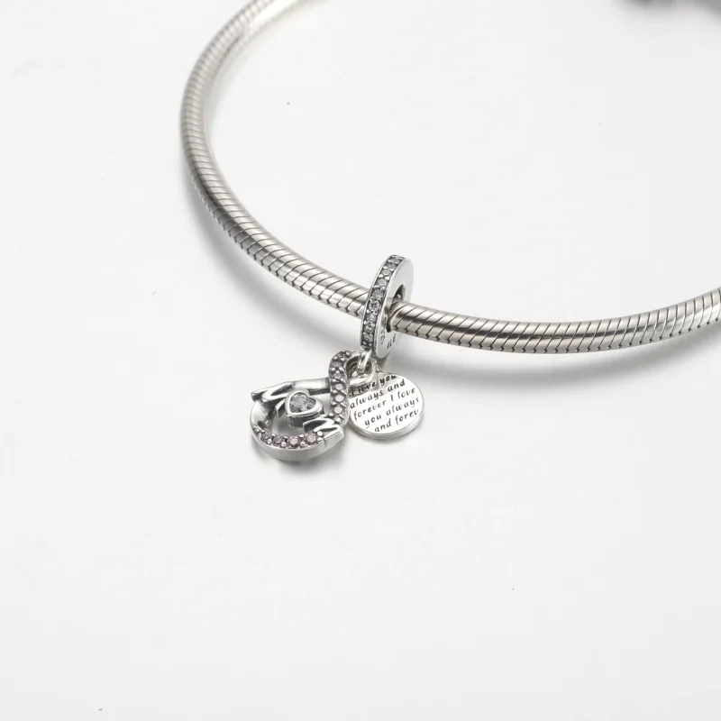 (slika za) Dvojni viseči obesek Pandora Mom Infinity Pavé - 791468C01 - Ogled 4