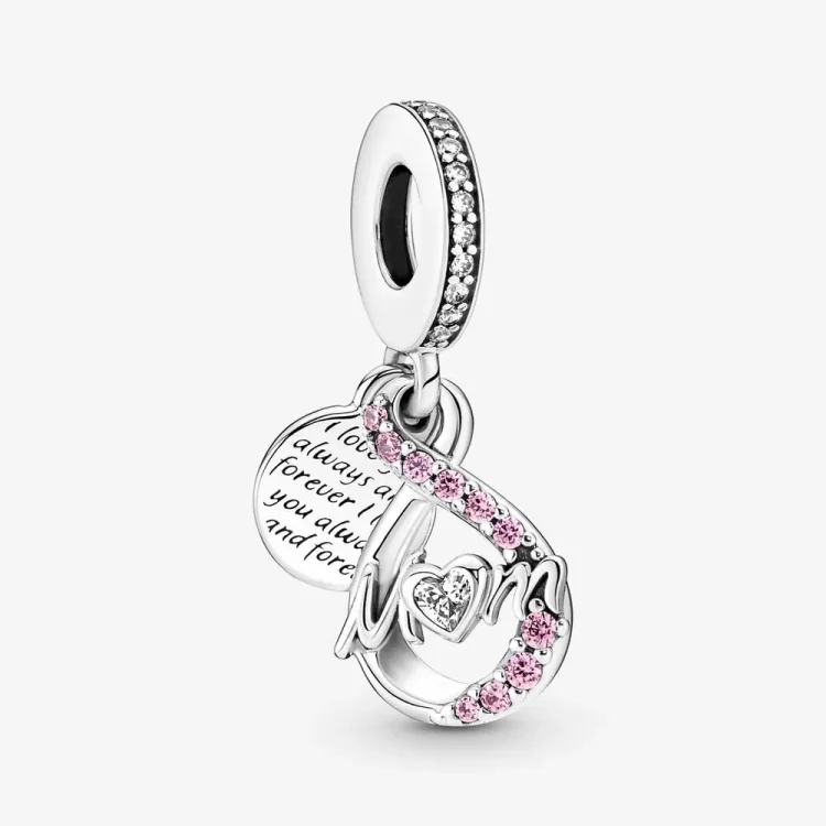 Dvojni viseči obesek Pandora Mom Infinity Pavé - 791468C01