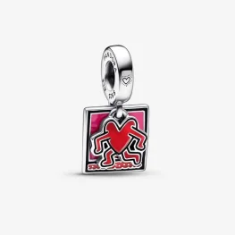 Dvojni viseči obesek s hodečimi srčki Keith Haring™ x Pandora - 792216C01
