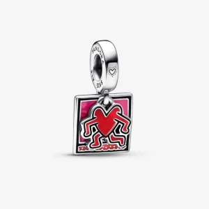 (slika za) Dvojni viseči obesek s hodečimi srčki Keith Haring™ x Pandora - 792216C01