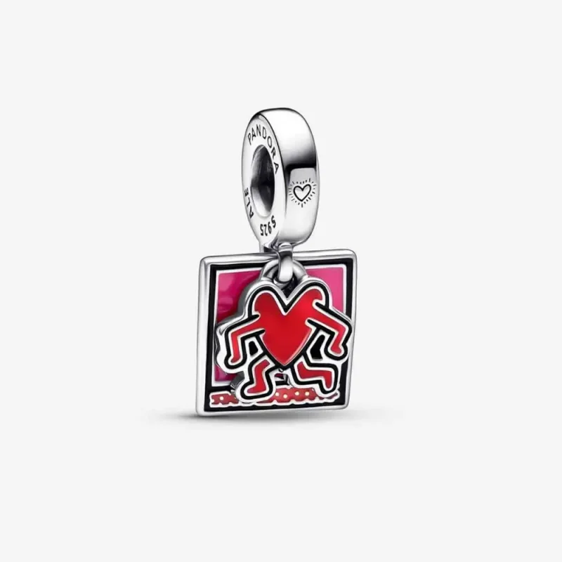 (slika za) Dvojni viseči obesek s hodečimi srčki Keith Haring™ x Pandora - 792216C01