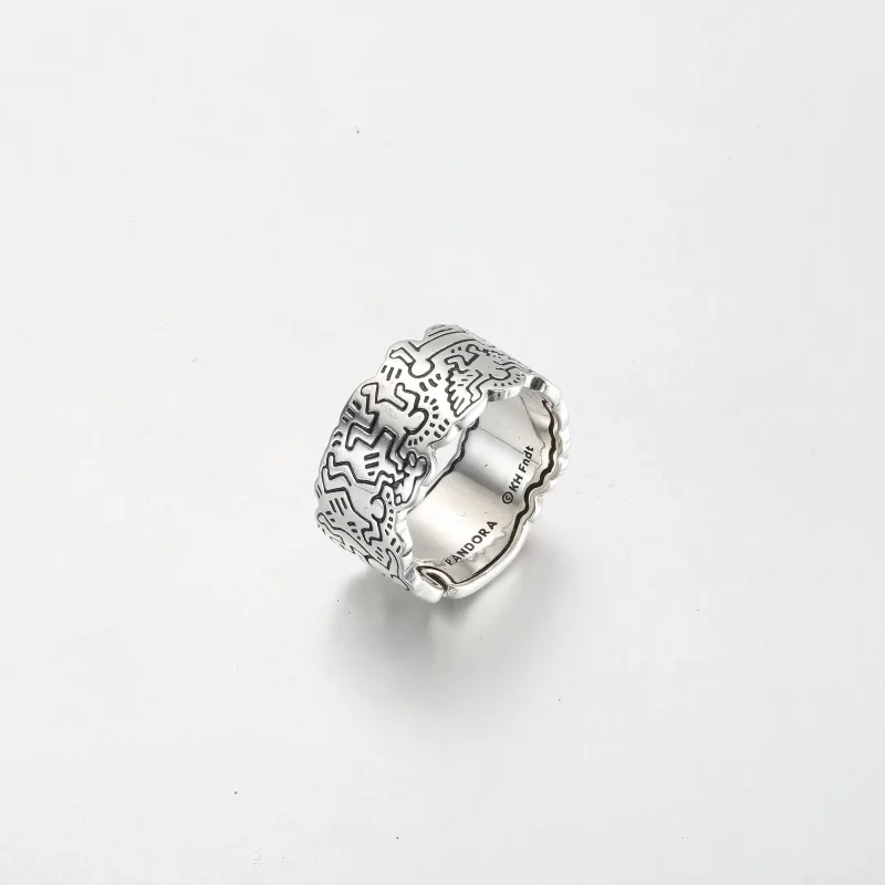 (slika za) Širok prstan Keith Haring™ x Pandora Line Art Love & People Wide - 192222C01 - Ogled 3