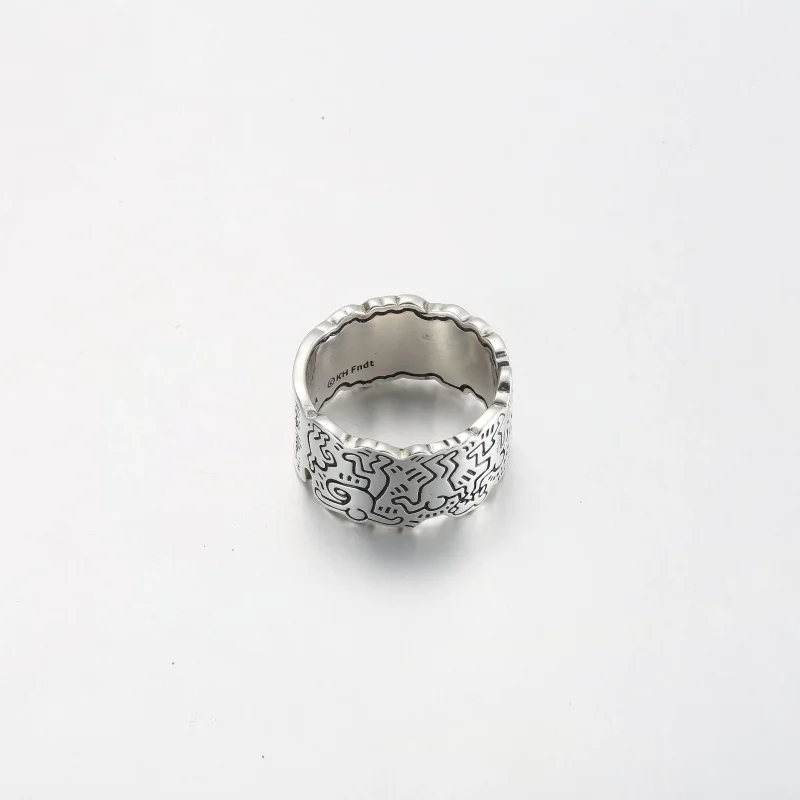 (slika za) Širok prstan Keith Haring™ x Pandora Line Art Love & People Wide - 192222C01 - Ogled 5