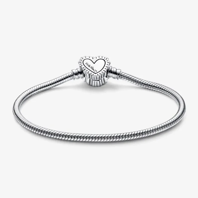 (slika za) Keith Haring™ x Pandora Moments Radiant Heart Snake Chain Zapestnica - 592217C01 - Ogled 6