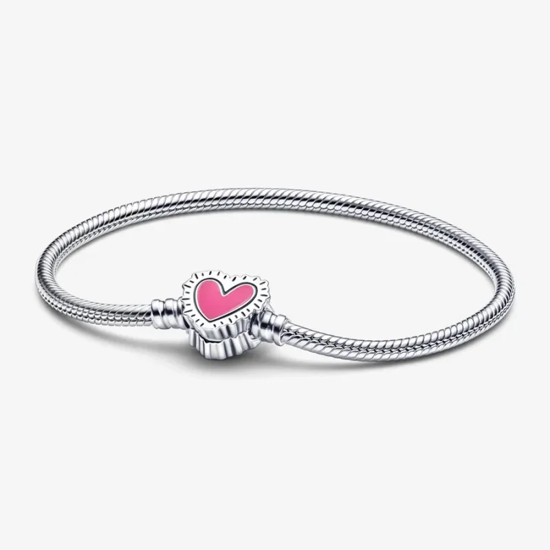 (slika za) Keith Haring™ x Pandora Moments Radiant Heart Snake Chain Zapestnica - 592217C01 - Slika izdelka