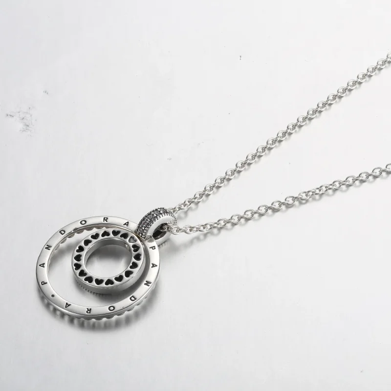 (slika za) Obesek in ogrlica s podpisom Pavé & kroglice Pandora - 392308C01 - Ogled 3