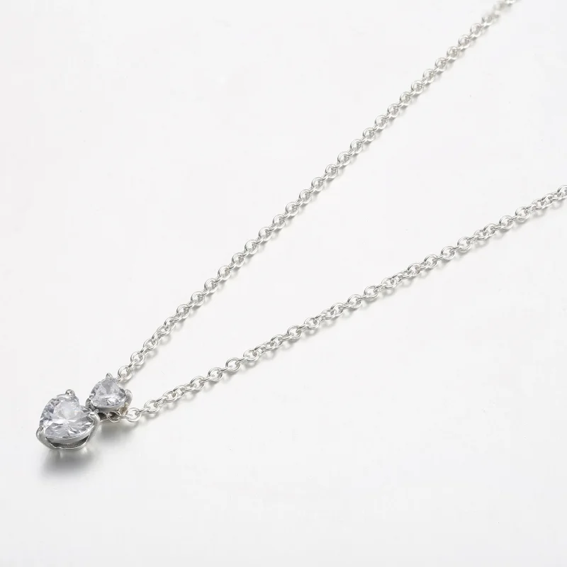 (slika za) Pandora dvojni srčni obesek, bleščeča ogrlica Collier - 391229C01 - Ogled 2