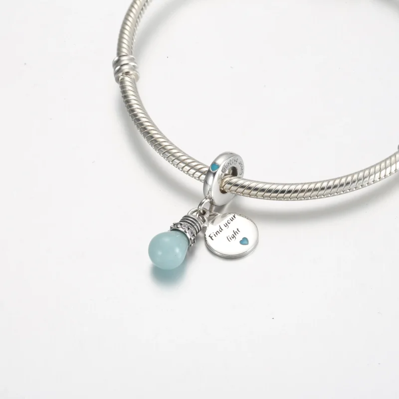 (slika za) Pandora dvojni viseči obesek z žarnico, ki se sveti v temi - 791123C01 - Ogled 4