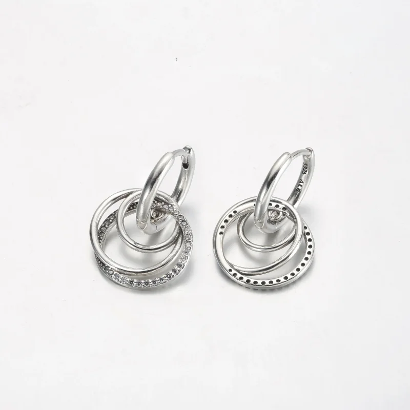 (slika za) Pandora Family Vedno obkroženi obročasti uhani - 291156C01 - Ogled 3