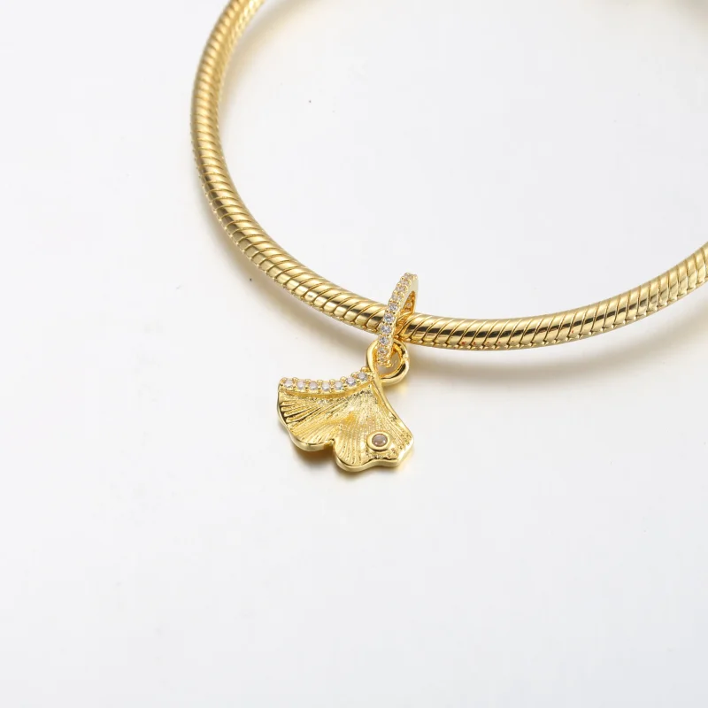 (slika za) Pandora Ginkgo 14k pozlačen obesek s prozornim kubičnim cirkonijem - 762428C01 - Ogled 4