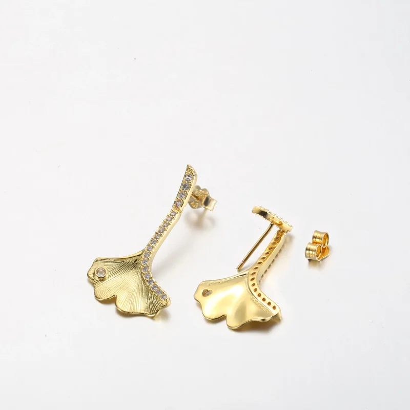 (slika za) Pandora Ginkgo 14k pozlačeni uhani - 262440C01 - Ogled 3