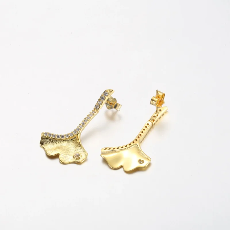 (slika za) Pandora Ginkgo 14k pozlačeni uhani - 262440C01 - Ogled 4