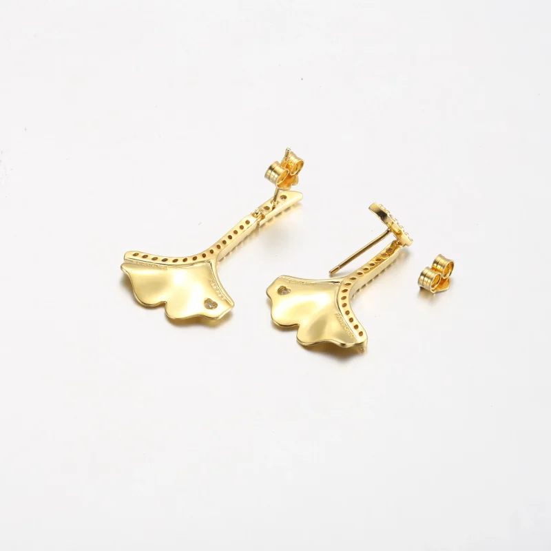 (slika za) Pandora Ginkgo 14k pozlačeni uhani - 262440C01 - Ogled 5