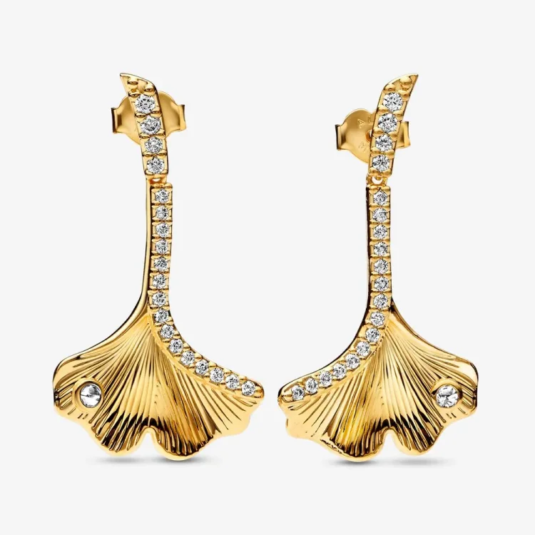 Pandora Ginkgo 14k pozlačeni uhani - 262440C01