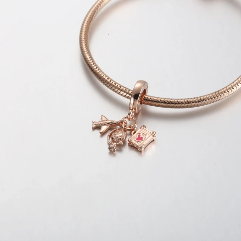 (slika za) Pandora letalo, globus in kovček, trojni viseči obesek - 789435C01 - Ogled 4