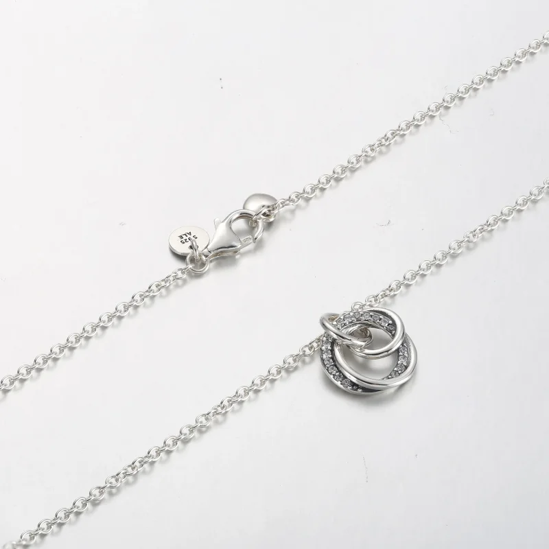 (slika za) PANDORA Ogrlica z obeskom iz obročkov družina za vedno - 391455C01 - Ogled 5