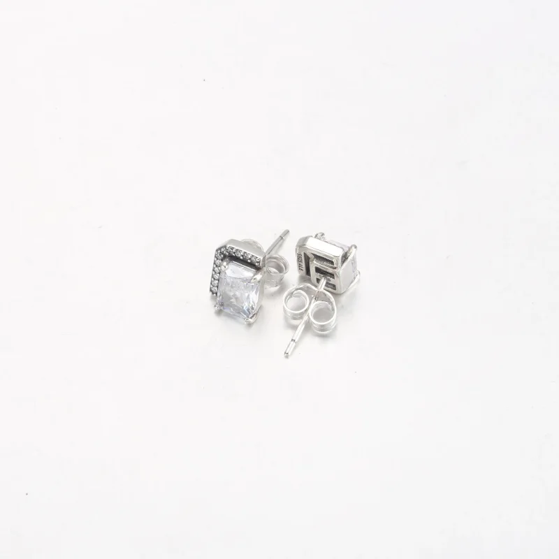 (slika za) Pandora pravokotni bleščeči halo uhani - 292380C01 - Ogled 3