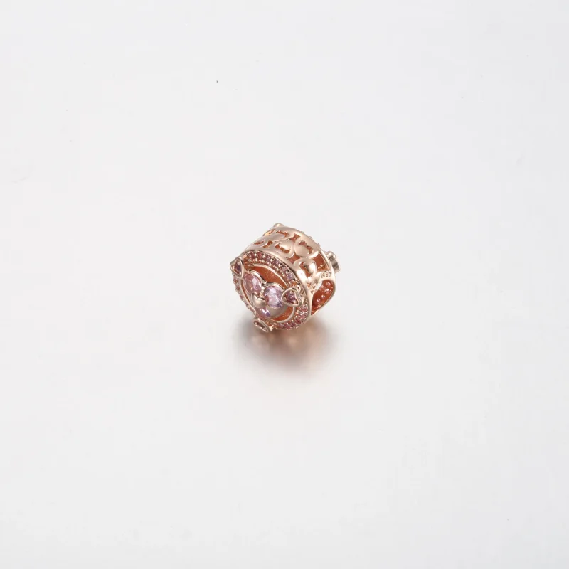 (slika za) Pandora Reveal Your Love Sparkling Hearts Button Charm - 780796C02 - Ogled 2