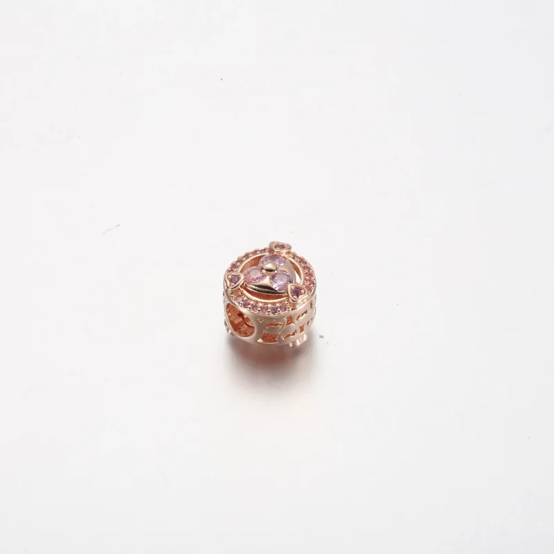 (slika za) Pandora Reveal Your Love Sparkling Hearts Button Charm - 780796C02 - Ogled 3