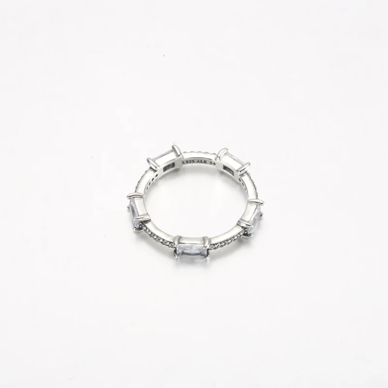 (slika za) PANDORA Sijoči prstan v slogu pavé s pravokotnimi ploščicami - 192397C01 - Ogled 3