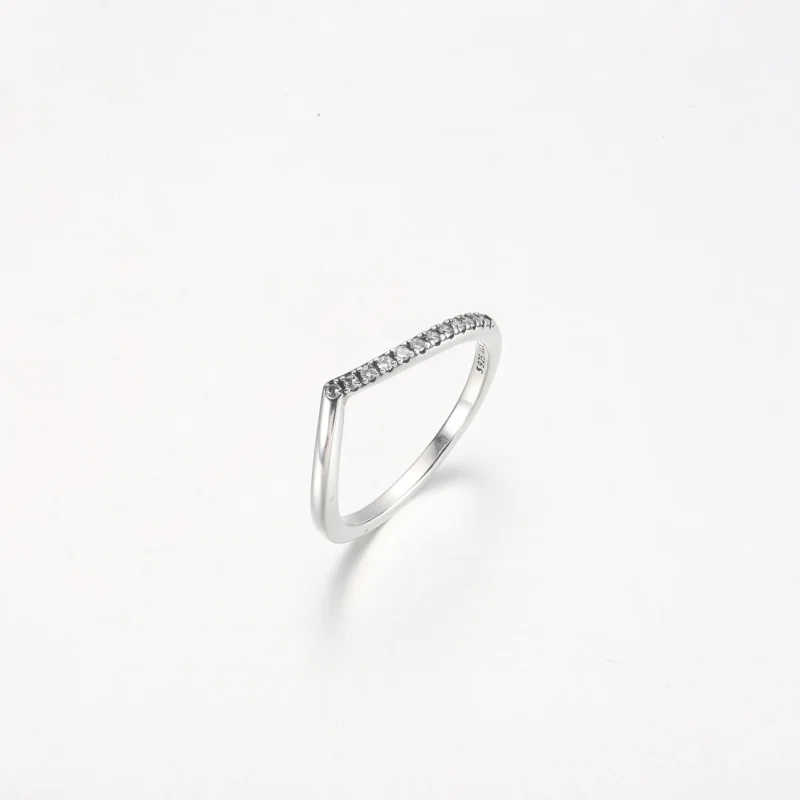 (slika za) Polovično obrobljen prstan Pandora Timeless v obliki prsne kosti - 192394C01 - Ogled 2