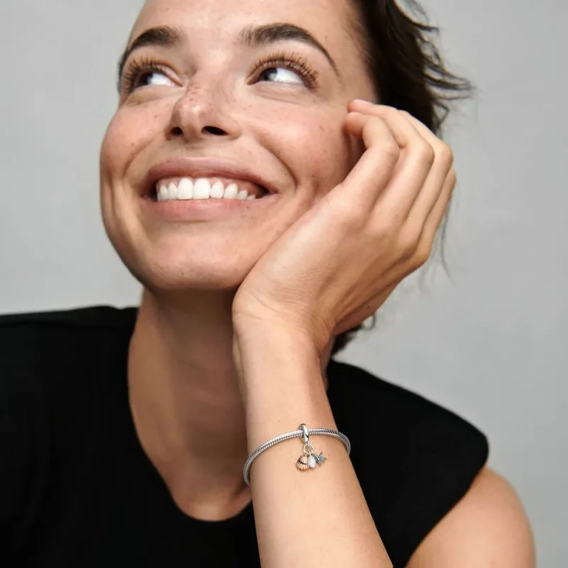 (slika za) Trojni viseči obesek iz kultiviranih sladkovodnih biserov, morskih zvezd in škol - Ogled 5