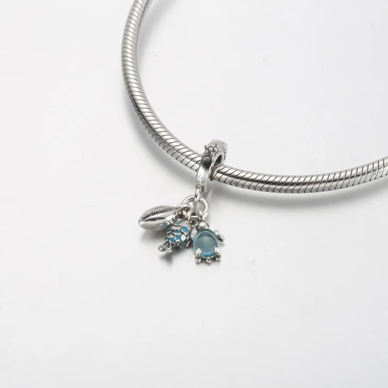 (slika za) Trojni viseči obesek Pandora riba, morska želva in školjka - 791697C01 - Ogled 4