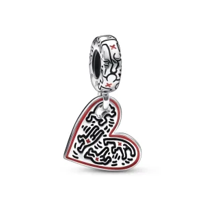 (slika za) Viseči obesek Keith Haring™ x Pandora z linijskim srčastim motivom - 792215C01