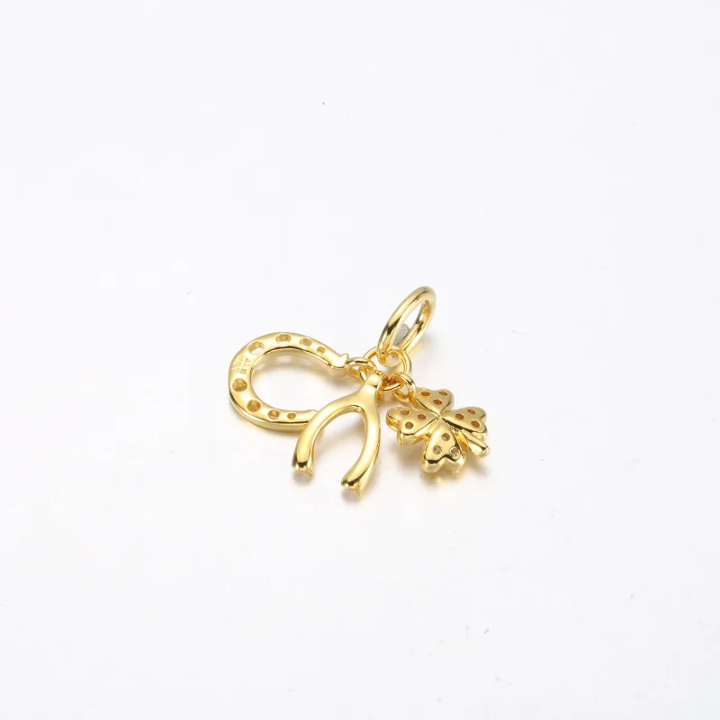 (slika za) Viseči obesek Pandora Lucky Clover, Wishbone & Horseshoe - 752337c01 - Ogled 3