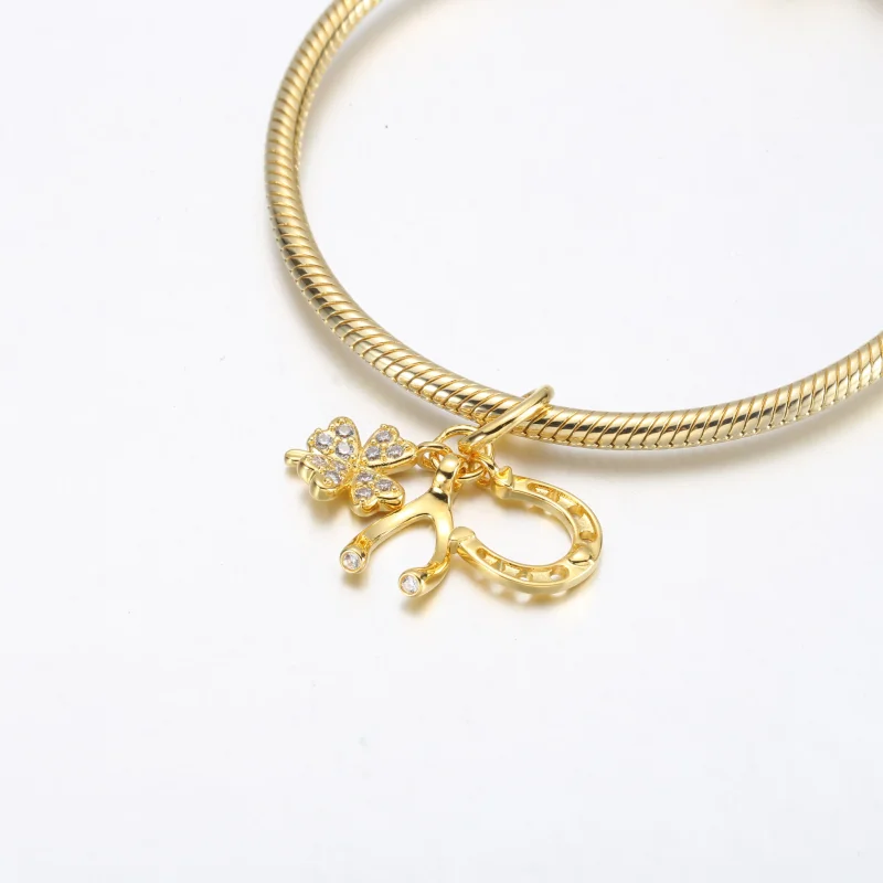 (slika za) Viseči obesek Pandora Lucky Clover, Wishbone & Horseshoe - 752337c01 - Ogled 4