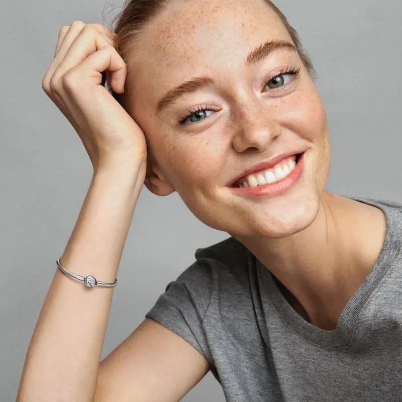 (slika za) Zapestnica iz srebra sterling z verižico Pandora Snake z zaponko za ljubezenski - Ogled 6