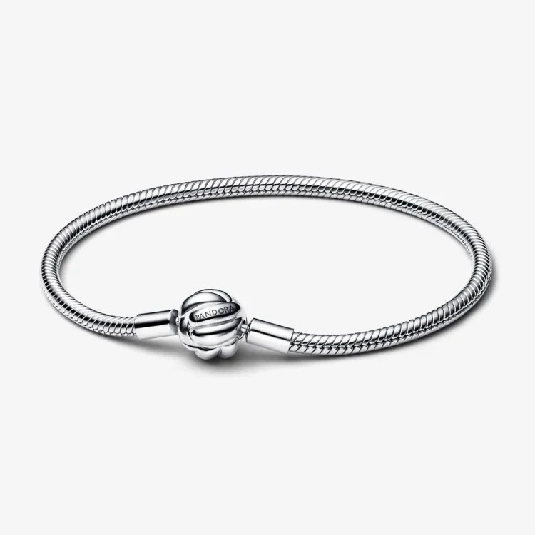 Zapestnica iz srebra sterling z verižico Pandora Snake z zaponko za ljubezenski vozel - 592422C00