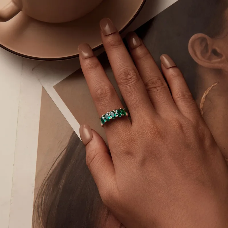 (slika za) Luksuzen prstan iz zelenega cirkonija v stilu PANDORA - BSR522 - Ogled 6