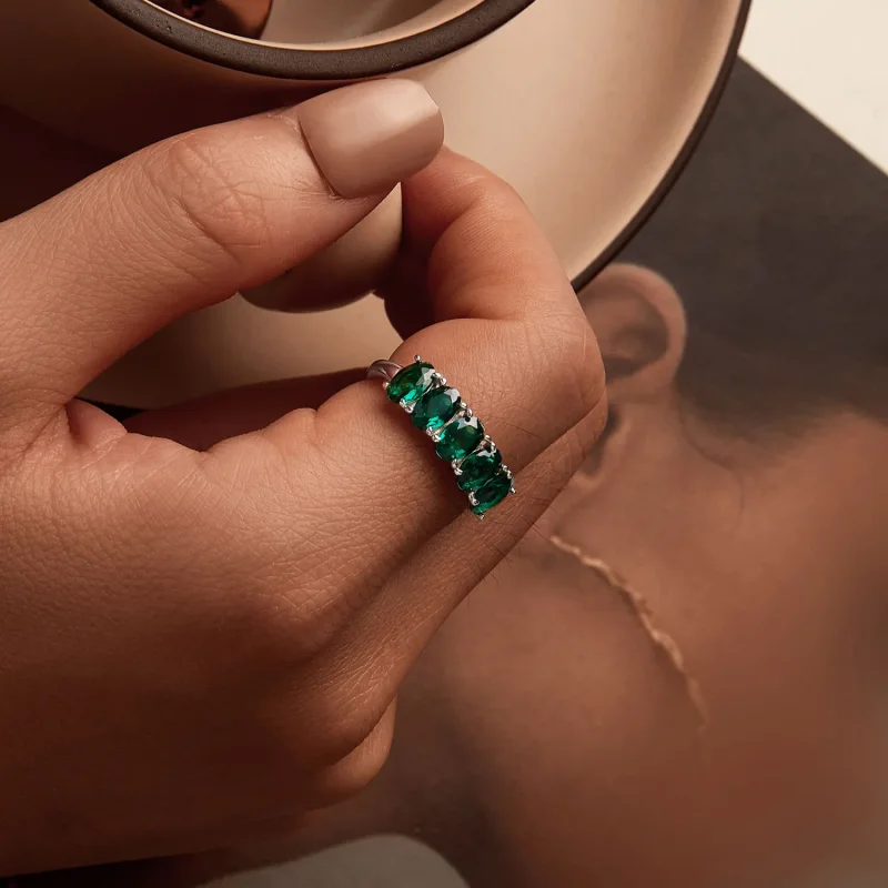 (slika za) Luksuzen prstan iz zelenega cirkonija v stilu PANDORA - BSR522 - Ogled 7