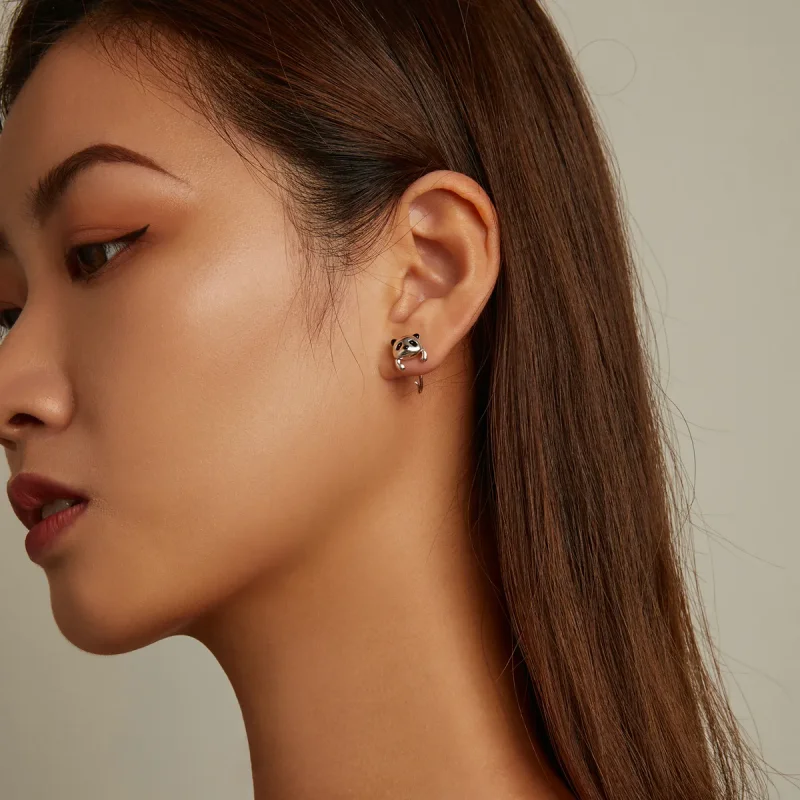 (slika za) Mini panda uhani v stilu PANDORA - BSE568 - Ogled 7