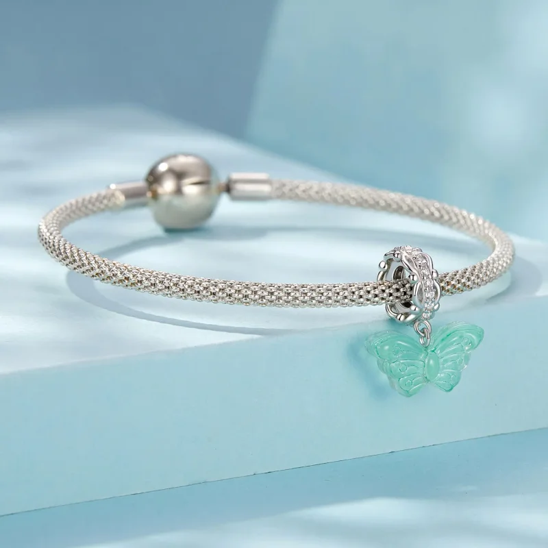 (slika za) Obesek z zelenim metuljem v stilu PANDORA - SCC2712 - Ogled 3