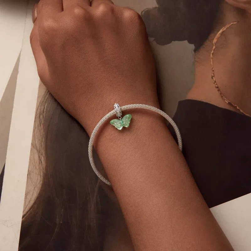 (slika za) Obesek z zelenim metuljem v stilu PANDORA - SCC2712 - Ogled 6