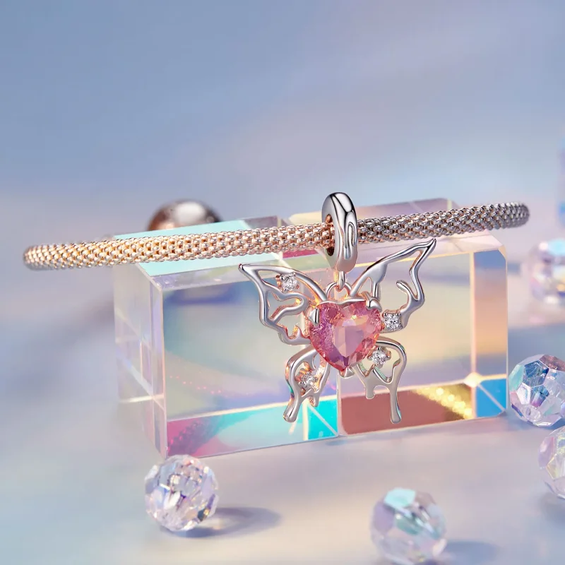 (slika za) Obesek z metulji v stilu PANDORA - SCC2696 - Ogled 3