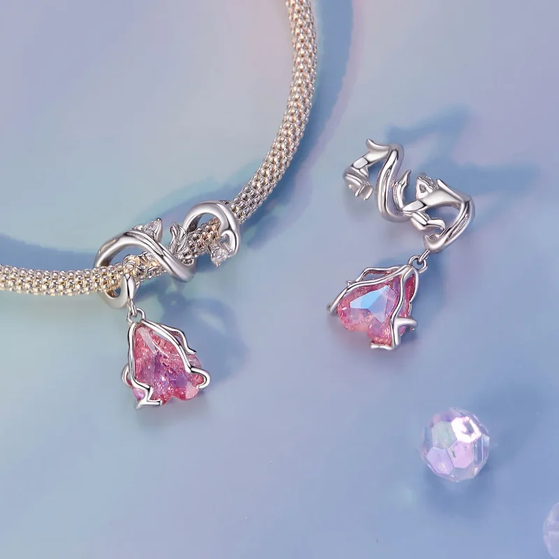 (slika za) Obesek z uvelimi vrtnicami v stilu PANDORA - SCC2697 - Ogled 4