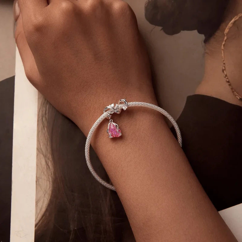 (slika za) Obesek z uvelimi vrtnicami v stilu PANDORA - SCC2697 - Ogled 5