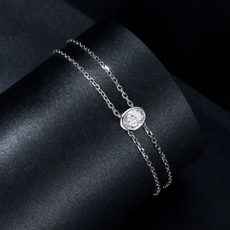 (slika za) PANDORA Style 1Ct dvoslojna zapestnica iz moissanita (en certifikat) - MSB012 - Ogled 2